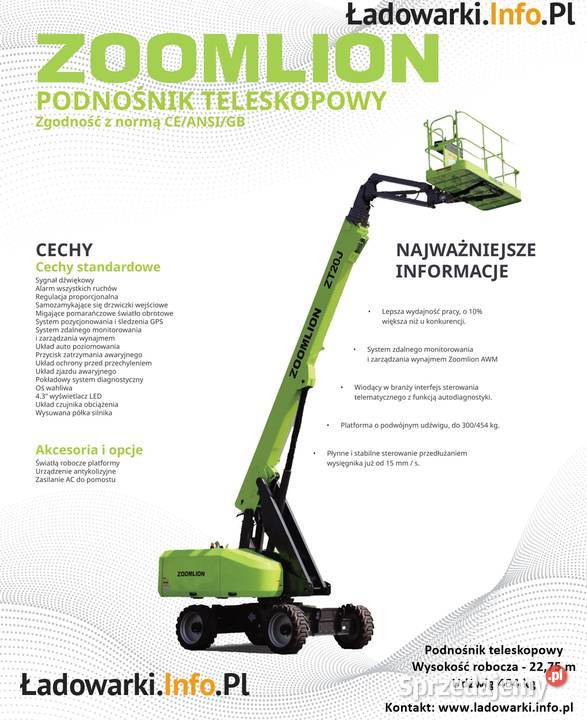 PODNOŚNIK TELESKOPOWY ZOOMLION ZT20Jdiesel 2275m małopolskie Kraków