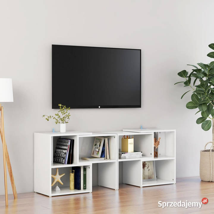 Szafka TV biała wysoki połysk 104x30x52 WM808356 RTV Warszawa