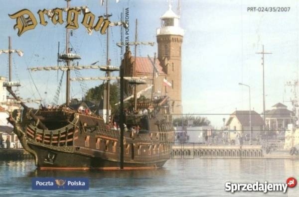 KARTKA POCZTOWA KASZUBY USTKA DRAGON STATEK Lębork