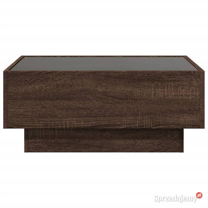 Stolik kawowy z LED brązowy dąb 70x50x30 Meble Warszawa