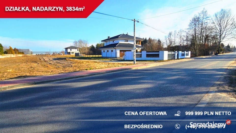 Działka przemysłowousługowa 3834 m NADARZYN