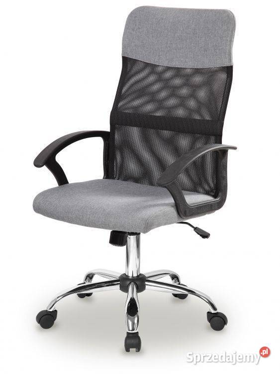 Fotel biurowy obrotowy oparcie siateczkowe szary