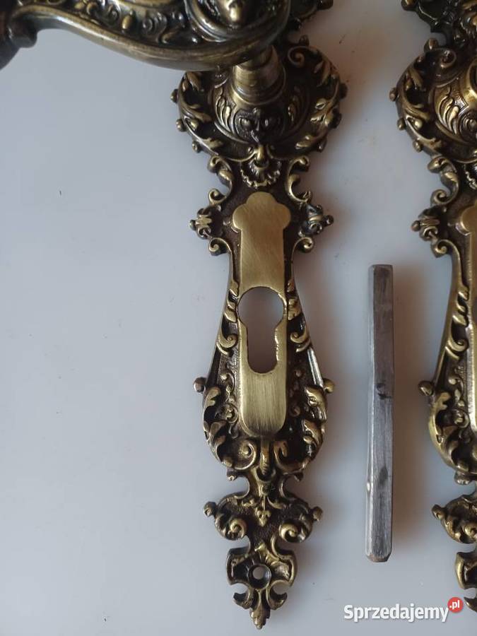 Komplet pałacowych klamek i szyldów Mosiądz Poznań sprzedam