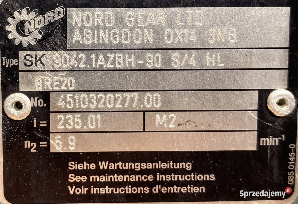 motoreduktor przekładnia 11kW 59obr 3fazowy Pigża