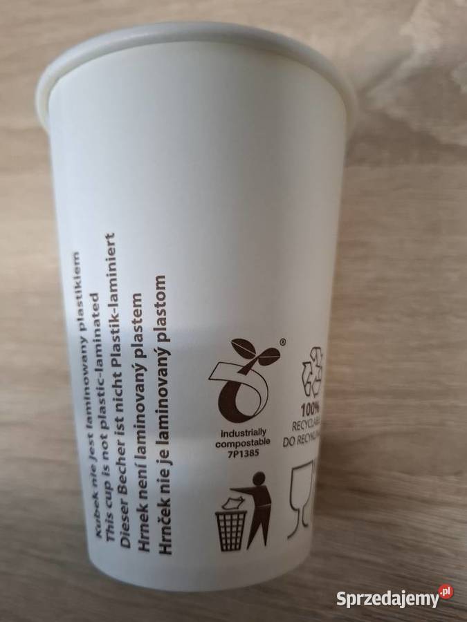 Kubek biały papierowy 300 ml 80 mm 50 sztuk nowe Dom i Ogród Łomża