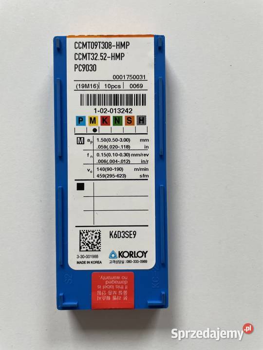 Płytki KORLOY CCMT09T308HMP Czarnożyły