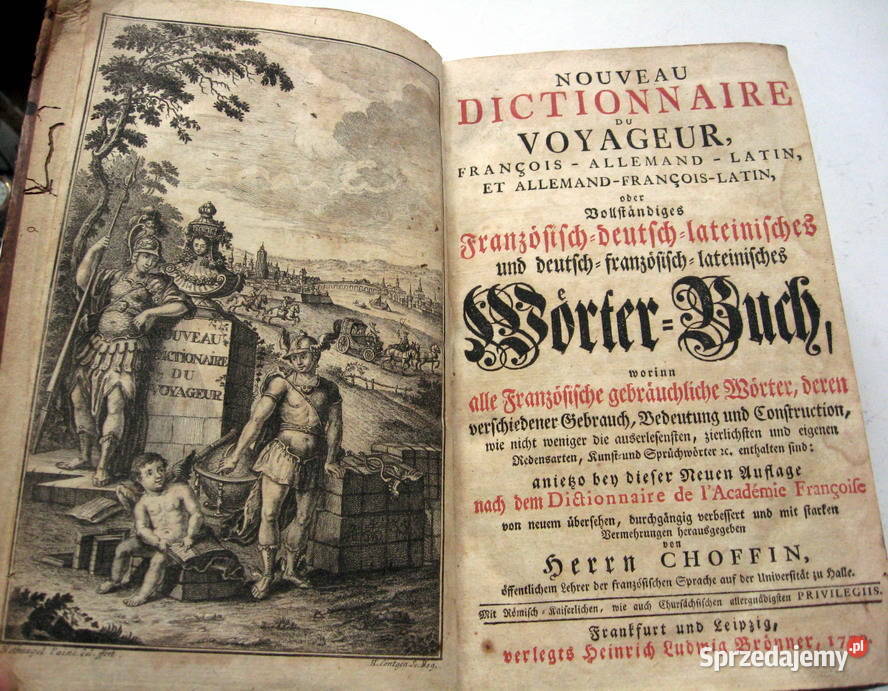 XVIII w Słownik Francuzko Niemiecki oprawa Skóra wielkopolskie Poznań