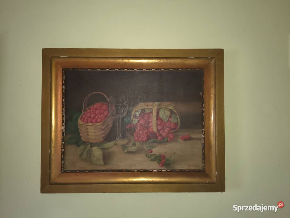 Obraz martwa natura z owocami w ozdobnej ramie Chorzew