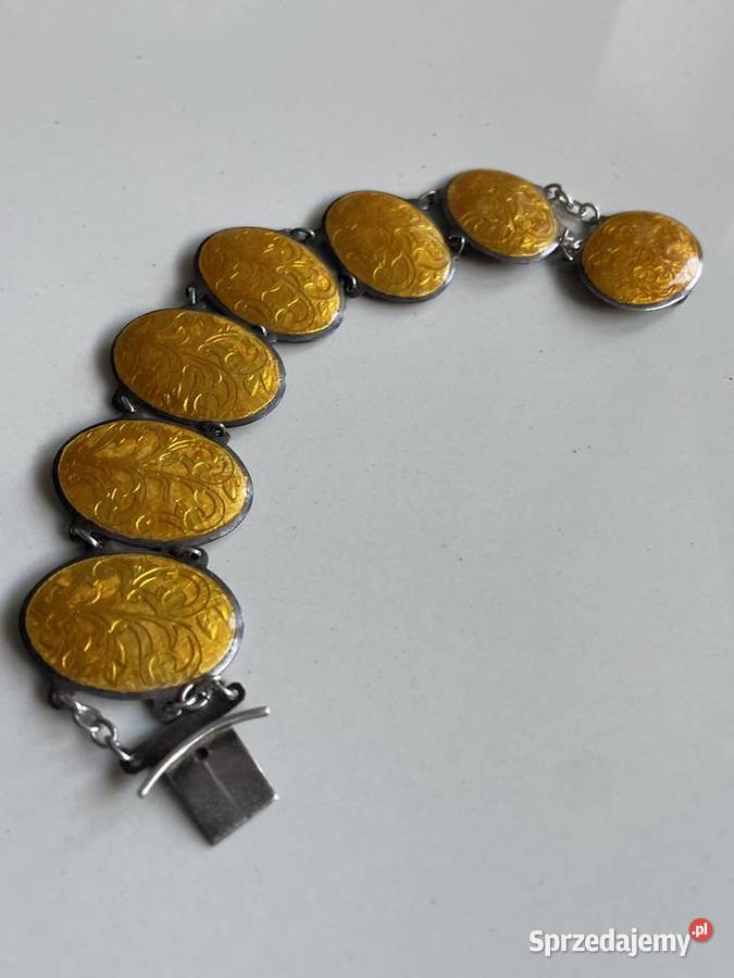 Bransoletka srebro emalia giloszowa vintage kujawsko-pomorskie