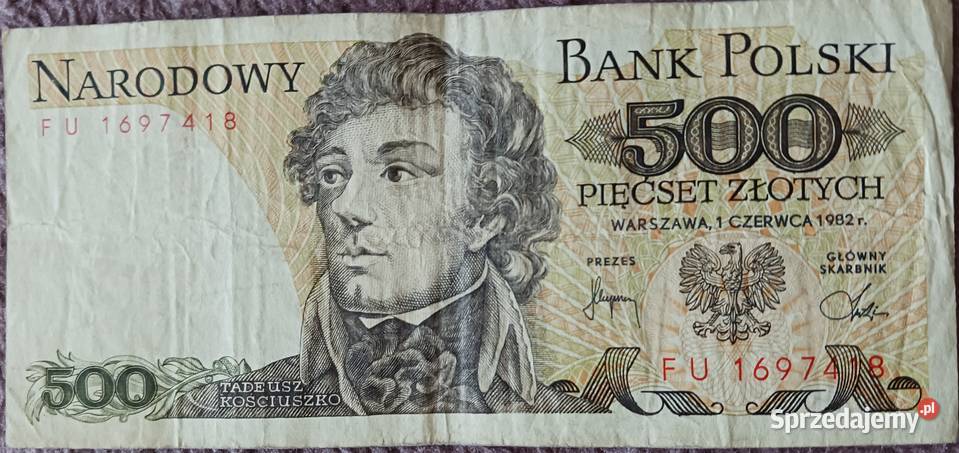 500 T Kościuszko seria FU 1VI 1982 r Konin