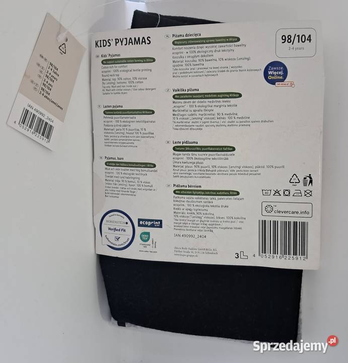 Długa piżama dziecięca rozmiar 98104 Warszawa