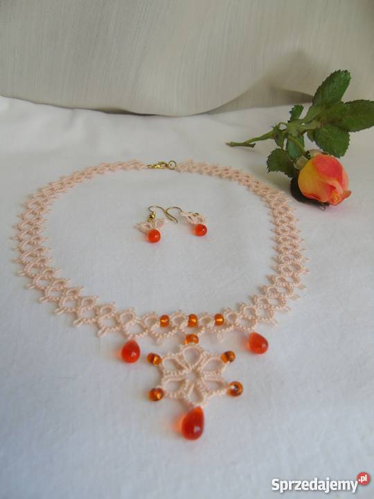 Biżuteria Frywolitkowa Wiśniowa