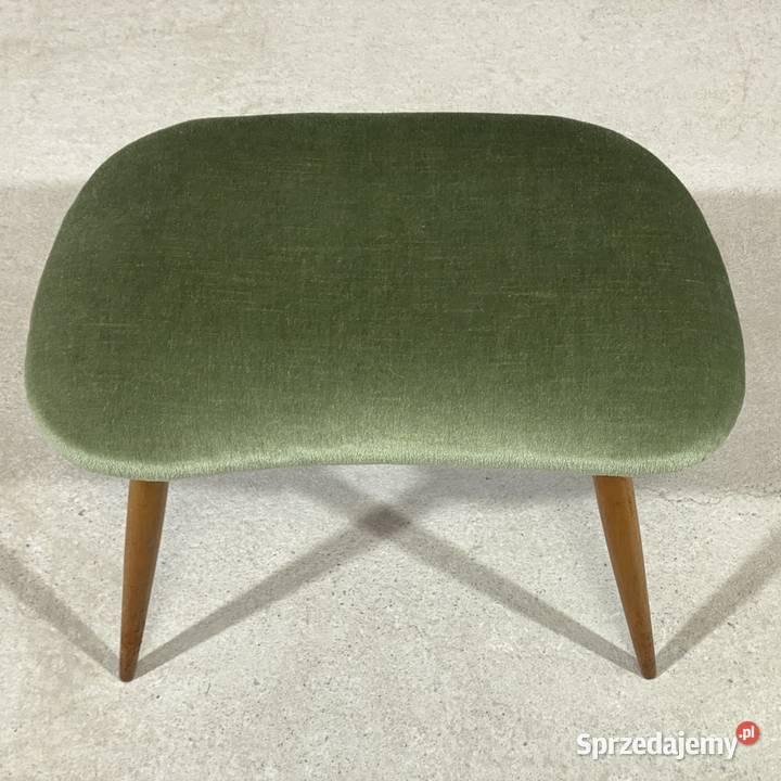 Taboret vintage PRL zielony drewniane nogi lata zachodniopomorskie Budno
