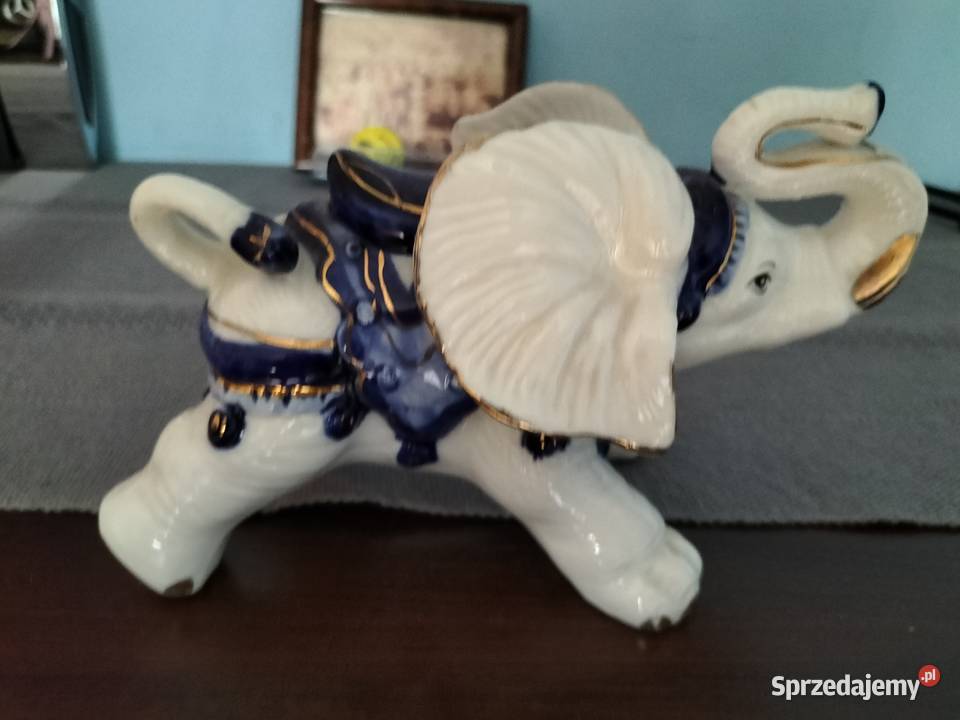 DUŻY SŁOŃ SZCZEŚCIA ŚLICZNY porcelanowy Wrocław