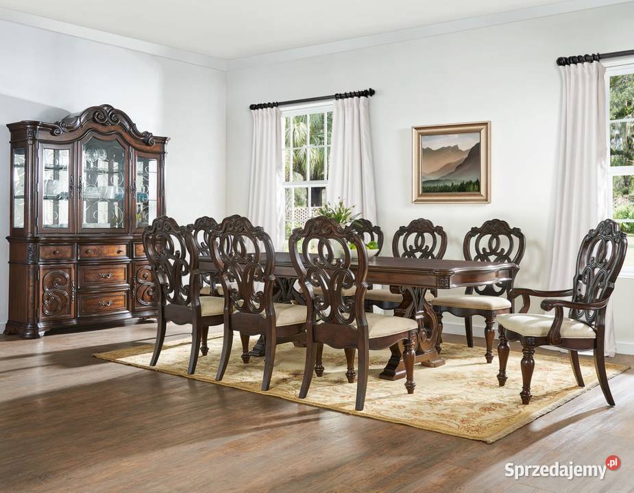 Stołowy zestaw stół i krzesła stylowe zdobione nowe .