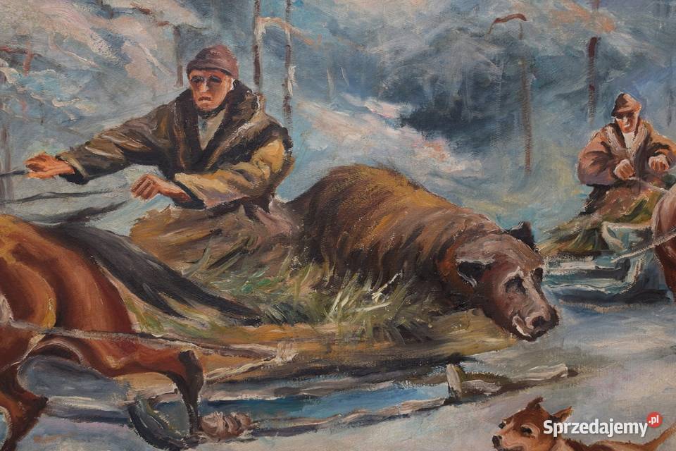 J Fałat Wyprawa Na Polowanie Scena Myśliwska Kraków
