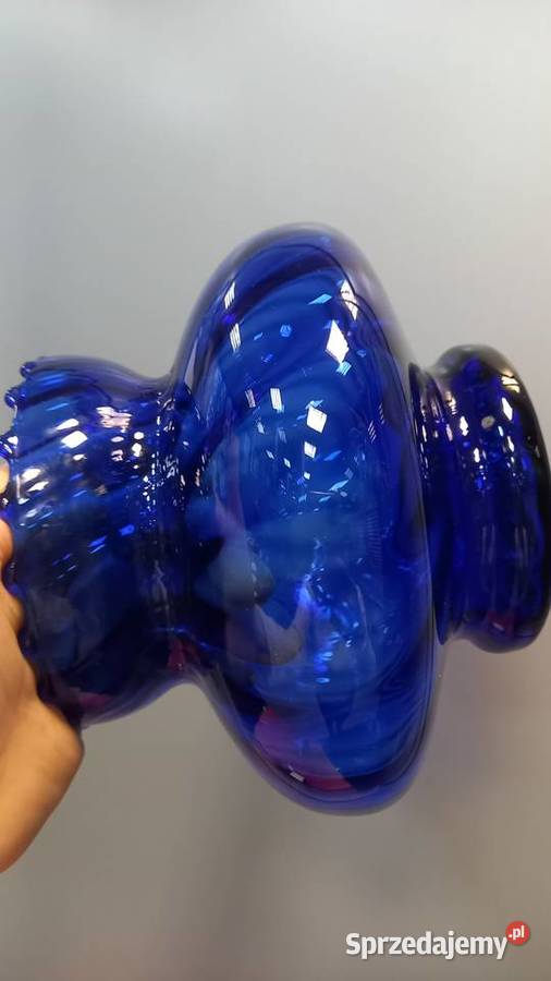 Wazon kobaltowy szklany prl vintage