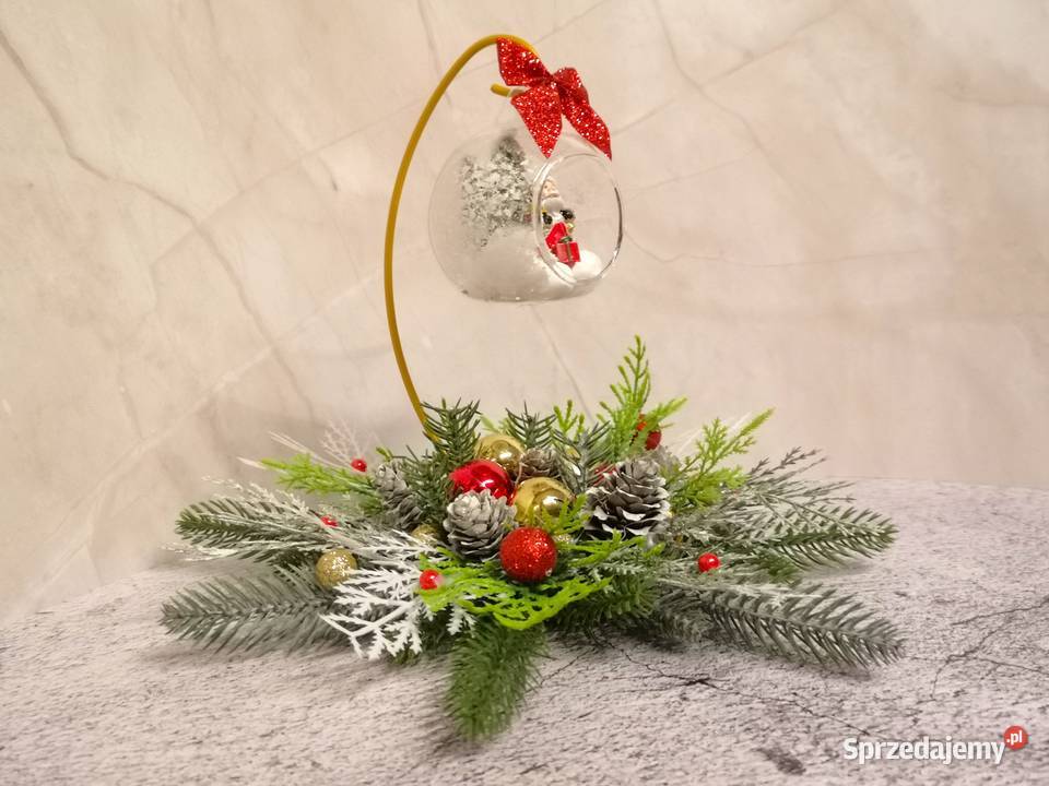 Świąteczna dekoracja z podwieszaną szklaną kulą Boże Narodzenie Kielce