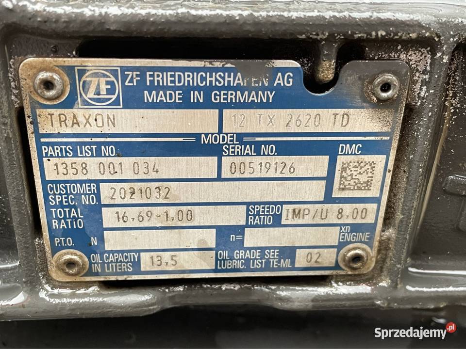 Skrzynia biegów Daf euro6 traxon 12tx2620tx Pozostałe Marianice