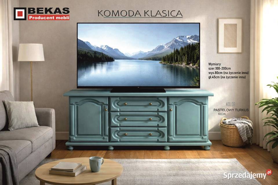 Komoda RTV LONDYN Blatem Dębowym BEKAS Producent Komody