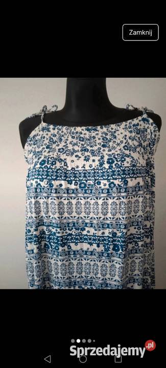 Wzorzysta długa na szelkach sukienka unikatowa Krosno