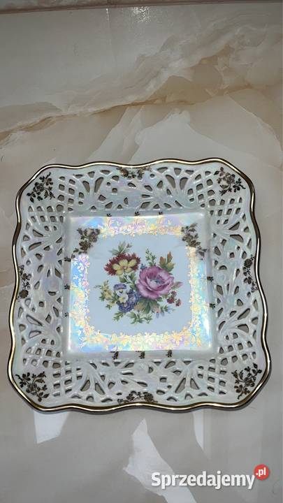 Patera z ażurem Kwadratowa Syg Schumann Ażur Porcelana i szkło pomorskie sprzedam