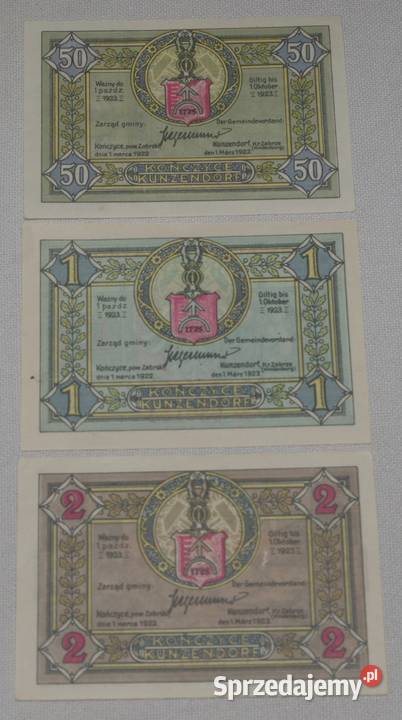 Notgeldy Kończyce 1923r Płock