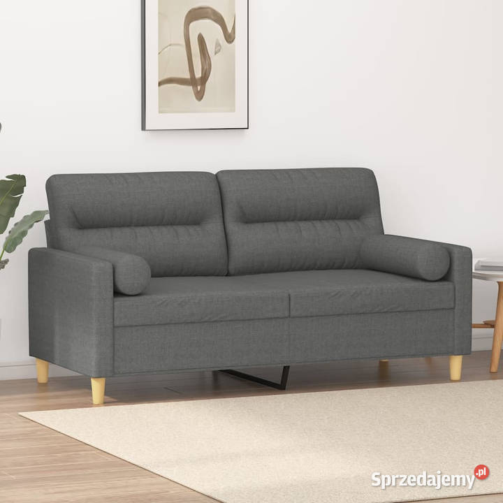 2osobowa sofa z poduszkami ciemnoszara 140 Warszawa