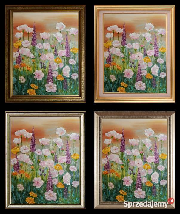 Obraz olejny Różowa łąka lubelskie Lublin sprzedam