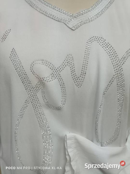 Bluza damska CEKINY bialakieszeniedekold serek biały Wieluń