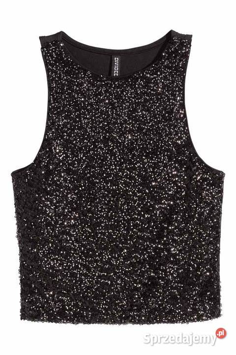 Czarny top koszulka bluzka xs 34 hm cekiny Rozmiar 34(XS) Toruń sprzedam