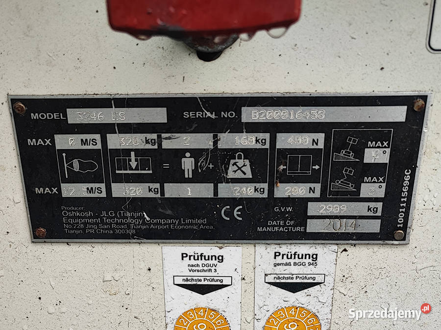 Podest roboczy zwyżka nożycowa JLG 3246 ES 1168 Kęty