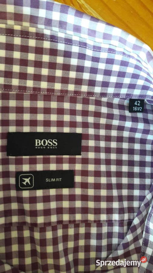 Koszulka w kratkę Hugo Boss biało fioletowa Głuchołazy