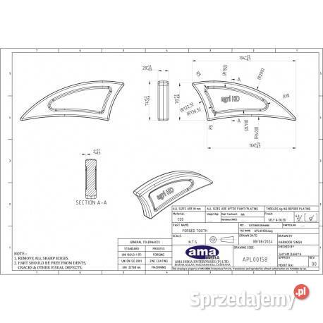 Ząb kuty wału uprawowego agri HD APL00158 Kamionna
