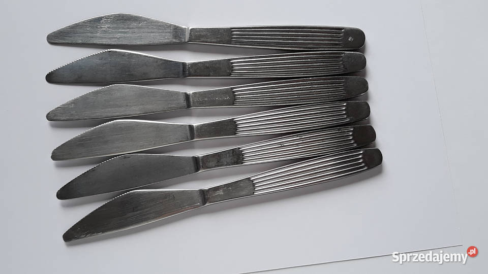 Noże 4 PASECZKI PASKI Gerlach sztućce PRL Dąbrowa Górnicza