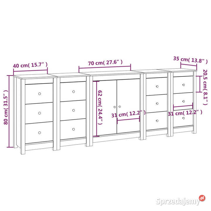 Szafka biała 230x35x80 lite drewno sosnowe Warszawa