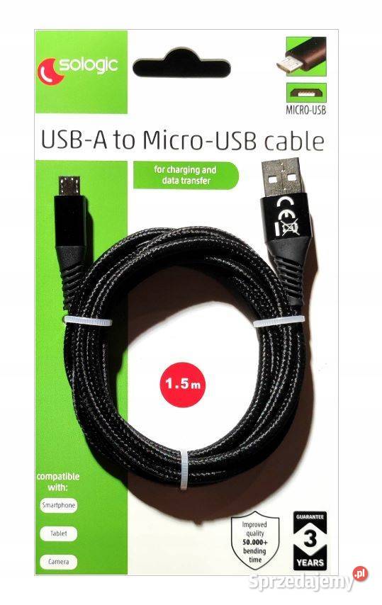 Kabel MicroUSB - 1,5 m. "Sologic".