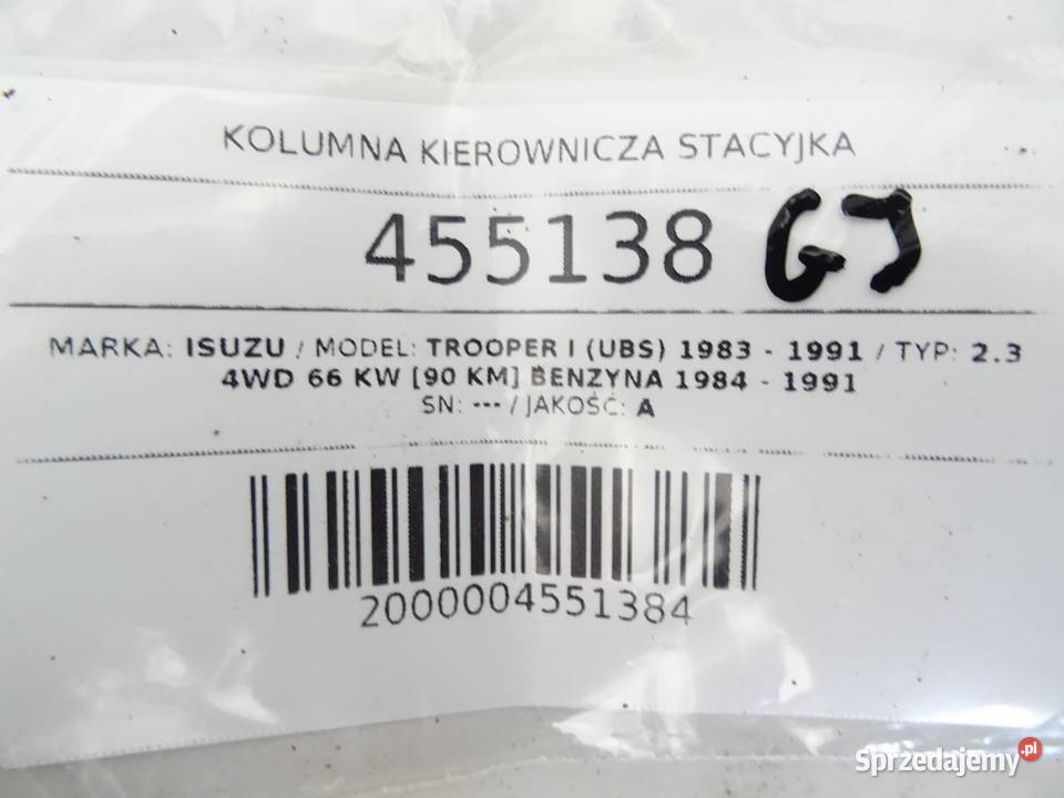 KOLUMNA KIEROWNICZA STACYJKA ISUZU TROOPER I