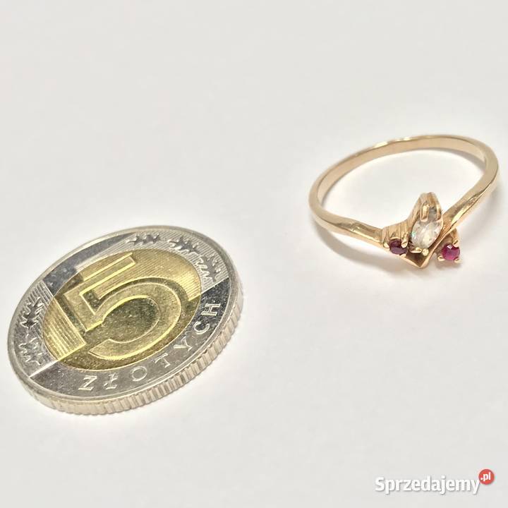 Złoty pierścionek 14K 585 z ametystami i Warszawa sprzedam