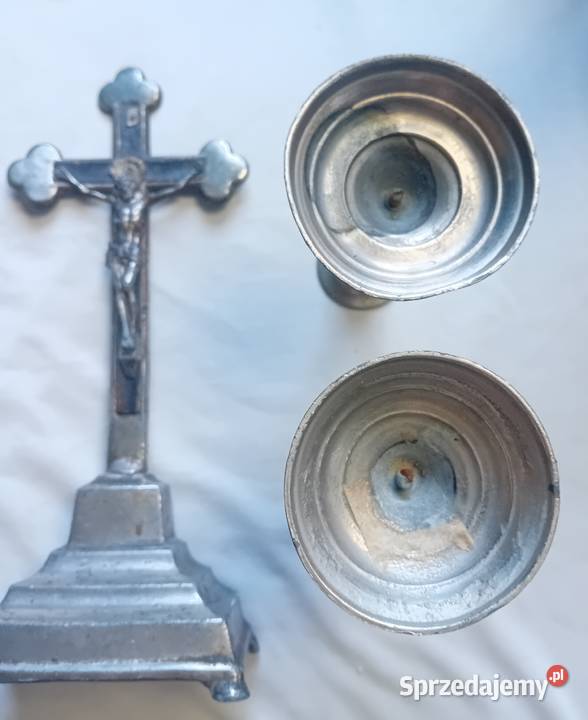 Zestaw kolędowy pasyjka Cyna niklowana około Koźminek