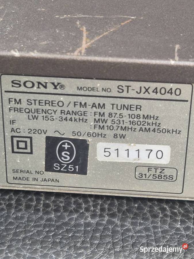 Odbiornik radiowy Sony STJX4040 FM Stereo FMAM Poddębice sprzedam