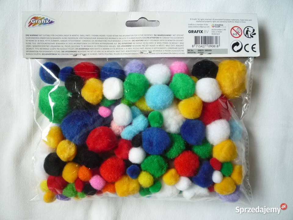 150 sztuk Kolorowe Pompony Grafix Pompoms 5 lat+ Plastyczne Szczecin