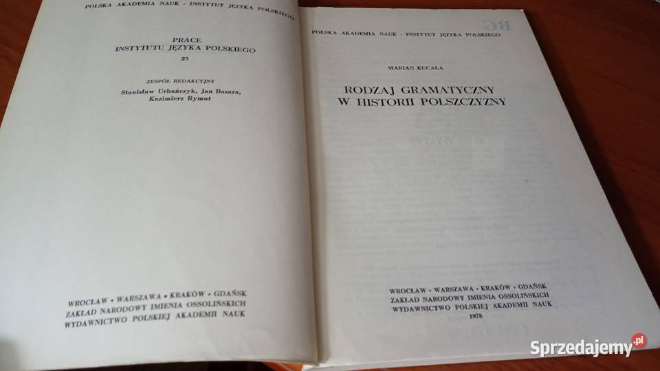 Rodzaj gramatyczny w historii polszczyzny Marian Gdańsk