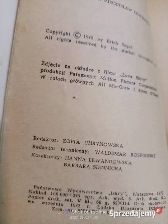 Love story Segal książki Warszawa księgarnia