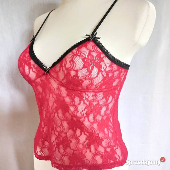 Top czerwony Bielizna r 3840 koronka elastyczna Rozmiar M