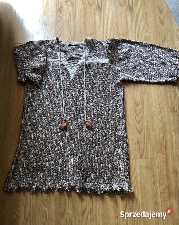 Sukienka w brązowe kwiatki Kłodawa sprzedam