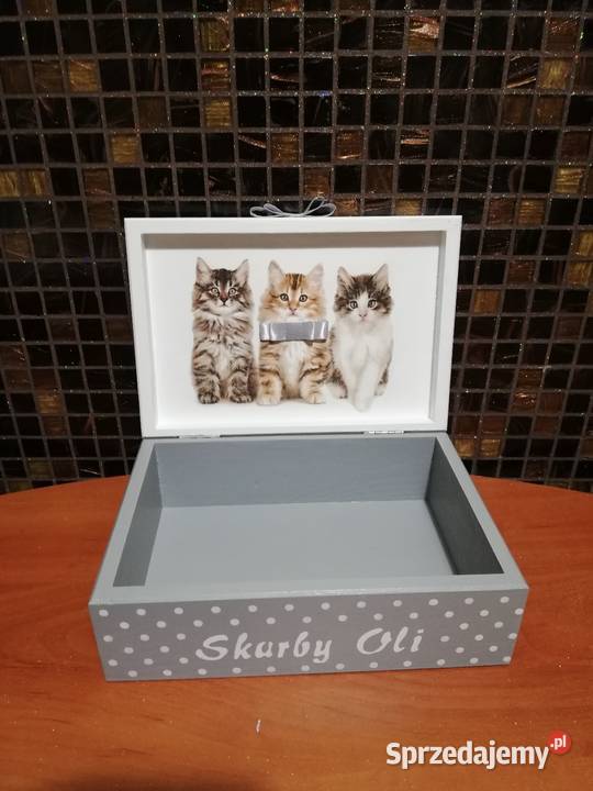 Szkatułka koty z imieniem handmade kotki drewno Kędzierzyn-Koźle sprzedam