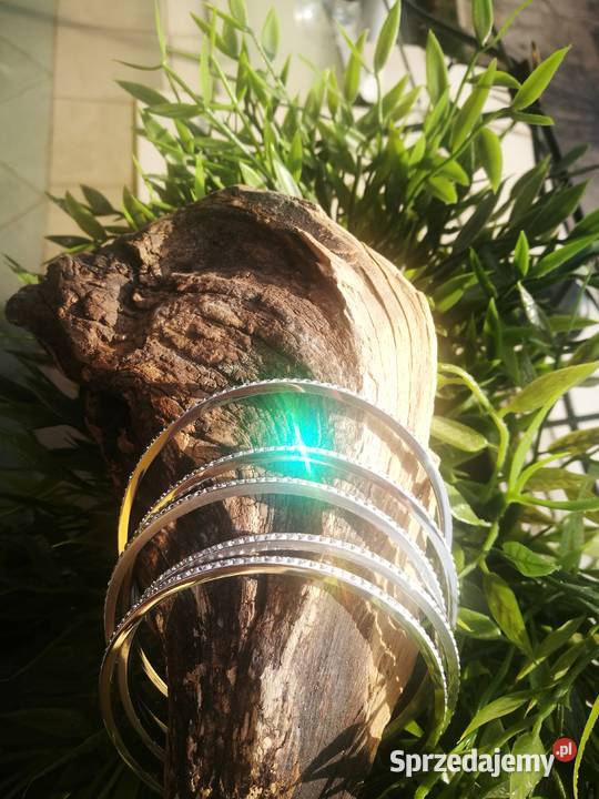 Bransoletka koło sztywna stal cyrkonie kryształy Warszawa