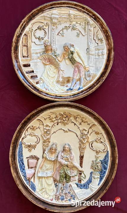 Zabytkowe misy dekoracyjne płaskorzeźby ok 1900