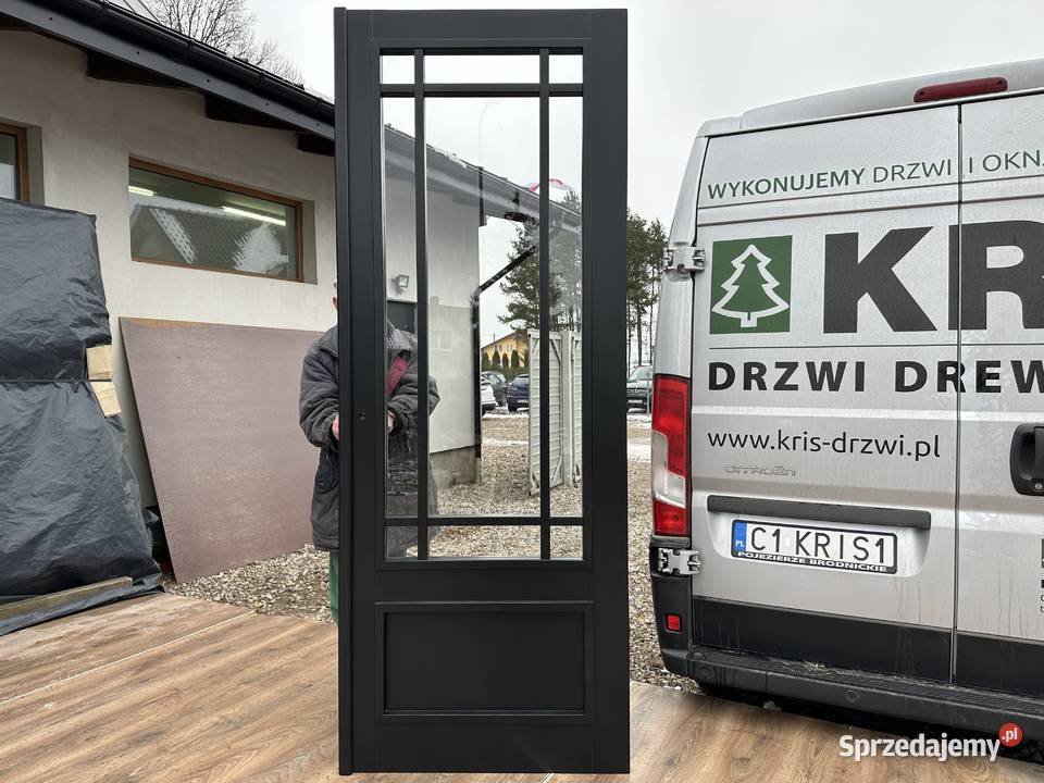 Drzwi drewniane zewnętrzne z klamką schlage CAŁA Budowa Poznań